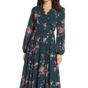 Wayf The Violet Floral Print Wrap Gown, Size XL